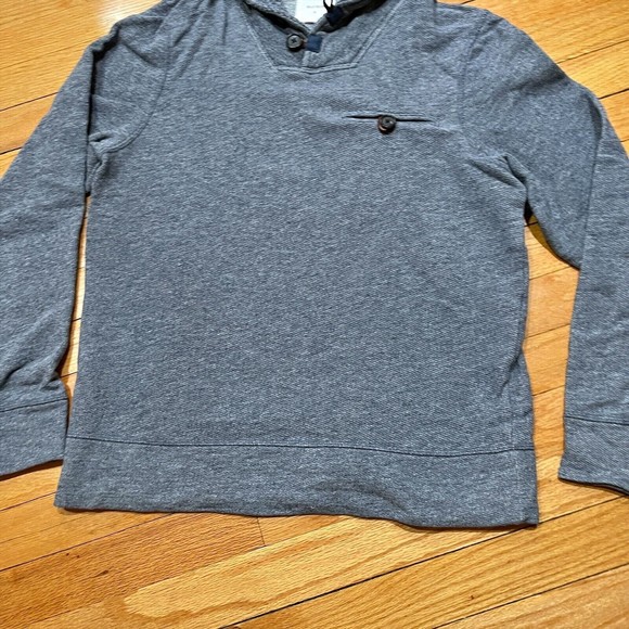 Billy Reid Mens Pullover Mock Shawl Neck Knit Sweater Gray Size Medium M EUC - Picture 9 of 11